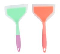 JECOMPRIS Espátulas de Silicona para Cocina 2 Piezas, Resistentes al Calor, Antiadherentes, Espátula para Huevos, Utensilios de Cocina en Colores Verde y Naranja, Aptas para Sartén y Wok