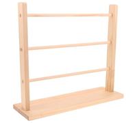 JECOMPRIS Estante Porta Cintas de Madera Maciza de 3 Niveles Base Cuadrada, Organizador para Manualidades y Floristería, Soporte Multiusos para Almacenamiento y Exhibición en Hogar