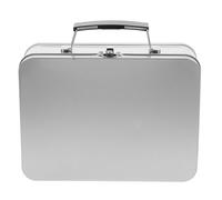 JECOMPRIS Fiambrera Metálica de 75 MM Asa y Tapa Hermética, Caja de Almuerzo Vintage en Color Plata, Recipiente para Guardar Comida en Trabajo o Picnic