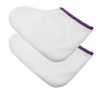 JECOMPRIS Fundas para Pies Cera de Parafina de Color Claro y Borde Morado, Talla Única, Hechas de Poliéster Duradero, Reutilizables y Lavables, Ideales para Terapia de Spa y Cuidado