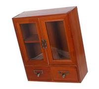 JECOMPRIS Gabinete de Pared de Madera Maciza Doble Puerta, Armario Pequeño Vintage Color Madera Oscura, Vitrina Colgante para Almacenamiento y Organización en Hogar