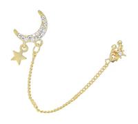 JECOMPRIS Gancho de Oreja de Luna y Estrella en Aleación Dorada, Brazalete de Oreja sin Perforación Cómodo y Seguro para Mujer en Fiestas y Navidad