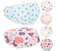 JECOMPRIS Gorros de Ducha para 6 Piezas Impermeables Eva Banda Elástica Multicolor, Gorro de Baño para Ñiño y Cuidado del Cabello, Reutilizables para Ducha y Spa Familiar Color Aleatorio