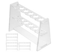 JECOMPRIS Gradilla para tubos de ensayo transparente (4 unidades), soporte acrílico de doble capa para laboratorio, fácil de limpiar, estructura estable, ideal para experimentos de química y