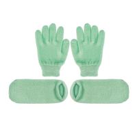 JECOMPRIS Guantes Hidratantes de Gel Natural para Manos y Pies, Funda Exfoliante y Blanqueadora, Paquete 2 Pares (1 Verde para Manos 1 Verde para Pies) para Cuidado Spa y Piel Suave