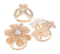 JECOMPRIS Hebillas para Bufandas Gemas de Imitación y Perlas, Anillos para Chales de Mujer, Set de 3 Piezas para Accesorios de Ropa y Fiesta