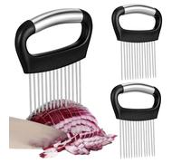 JECOMPRIS Herramienta Guía de Corte de Cebolla 3 Unidades Acero Inoxidable Aguja Ablandadora de Carne para Verduras, Tomates y Papas, Utensilio Multiuso de Cocina Práctico y Resistente