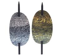 JECOMPRIS Horquillas Pelo Mujer 2 Piezas Cuero Ovaladas Vintage Retro Palillos para Cabello Largo Accesorios Decorativos Oriental Antiguo Dorado y Plateado para Eventos y Uso Diario