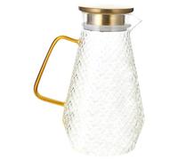 JECOMPRIS Jarra de Vidrio Resistente al Calor con Tapa Hermética y Vertedor Tetera Grande para Bebidas Frías Jugos Caseros y Té Helado Diseño Decorativo y Multifuncional para Cocina