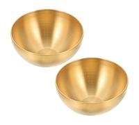 JECOMPRIS Juego de 2 Ensaladeras Multifuncionales de Acero Inoxidable 201 Dorado 15 CM Bol Reutilizable para Frutas y Ensaladas Adecuado para Uso Diario en Cocina y Comedor