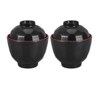 JECOMPRIS Juego de 2 tazones japoneses para sopa - Plato pequeño de 180 ml para servir arroz, estilo japonés, con tapa - Recipiente para sopa miso, ideal para la cocina y uso diario.
