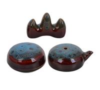 JECOMPRIS Juego de 3 Piezas de Porta Pinceles y Caja de Tinta de Cerámica Esmaltada Azul, Soporte para Pincel de Caligrafía China para Escritorio, Accesorios de Pintura y Dibujo