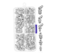 JECOMPRIS Juego de 60 Engrasadores Hidráulicos de Acero Inoxidable Boquillas en Ángulo 45°/90°/180°, Kit Surtido de Racores de Grasa M6 M8 M10 para Mantenimiento Industrial y Automotriz