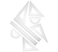 JECOMPRIS Juego de Reglas Geométricas Transparente 30 Cm, Escuadra Cartabón Isósceles y Transportador, Kit de Herramientas de Plástico para Dibujo Técnico y Enseñanza Matemática, 4 Piezas,