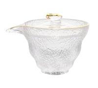 JECOMPRIS Juego de Taza para Té Matcha de Vidrio Hecho a Mano Distribuidor de Té Diseño Martillado Borde Dorado Capacidad Media Adecuado Uso Doméstico