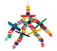 JECOMPRIS Juguete Colgante Masticable para Loros Cuentas de Colores Onduladas, Accesorio para Pájaros Que Ayuda a Pulir Picos y Uñas, Adecuado para Jaula y Entretenimiento de Aves