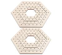 JECOMPRIS Kit de 2 Telares de Madera Hexagonales para Principiantes, Tablero de Bloqueo de Crochet, Piezas de Repuesto y Herramientas para Tejer Bufandas y Tapices, Compacto