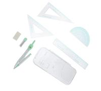 JECOMPRIS Kit de Brújula Metálica y Reglas 7 Piezas para Dibujo Técnico Escolar, Herramientas de Regla y Transportador Multifuncionales para Estudiantes y Diseño Profesional Color Aleatorio