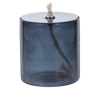 JECOMPRIS Lámpara de Aceite de Queroseno Grande de Vidrio Gris Oscuro Mecha Metálica Portavelas Recargable para Decoración del Hogar y Bodas Candelabro Decorativo Europeo