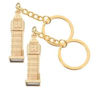 JECOMPRIS Llavero Big Ben de Aleación de Zinc Dorado 2 Piezas, Colgante Decorativo Vintage para Bolso y Llaves, Recuerdo de Londres Resistente para Viajes y Uso Diario