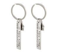 JECOMPRIS Llavero Colgante de Acero Inoxidable, Set de 2 para Obsequio de Mudanza, Adecuado para Parejas y Familias, Accesorios para Casa Nueva y Apartamento