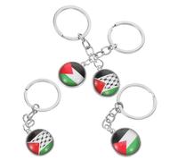 JECOMPRIS Llavero de Metal Bandera de Palestina, Colgante Decorativo para Bolso y Llavero de Cadena, Set de 4 Piezas (5 8 Cm), Accesorio Patriótico Versátil para Uso Diario