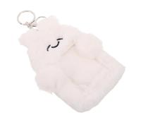 JECOMPRIS Llavero Porta Tarjetas Fotográficas Kawaii de Felpa con Diseño de Conejo de Color Claro, Pequeño Tarjetero Colgante para Identificación y Fotos K-pop, Organizador Práctico