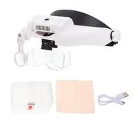 JECOMPRIS Lupa Montada Cabeza Material Plástico y Vidrio con Luces LED Ligera y Cómoda 1 Set Blanco para Identificación de Joyas y Extensiones de Pestañas