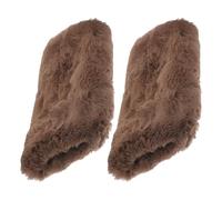 JECOMPRIS Manguitos Calentadores de Manos de Piel Sintética Esponjosa, 2 Piezas, Color Marrón Claro, Diseño Tubular Grueso para Invierno y Actividades al Aire Libre, Calentadores Portátiles