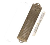 JECOMPRIS Mezuzá Decorativa de Aleación Estilo Retro 132mm Color Azul Antiguo Escritura Hebrea, Adorno Religioso para Puerta y Decoración del Hogar, Placa de Mezuzá Judaica Compacta