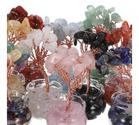 JECOMPRIS Mini Árbol de Cristal Prosperidad Abundancia 12 Piezas Decoración de Escritorio Cristales Transparentes Adorno Feng Shui para Oficina y Hogar Obsequio Auspicioso