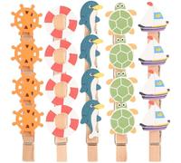 JECOMPRIS Mini Pinzas de Madera Temática Oceánica 40 Piezas (10 Unidades X 4 Paquetes) para Manualidades, Clips Pequeños para Fotos y Decoración de Fiestas, Diseño Náutico Reutilizable