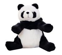 JECOMPRIS Mochila Peluche Panda Negro, Bolso de Peluche de 36x22 Cm, Bolsa para Guardar Juguetes Gran Capacidad, Organizador Infantil Cómodo y Adorable