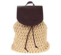 JECOMPRIS Mochila Pequeña de Rafia con Cordón Ajustable y Bolsillo Interior, Ligera y Reutilizable para Viaje y Uso Escolar, Estilo Casual y Funcional