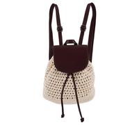 JECOMPRIS Mochila Tejida de Paja para Mujer, Mochila Boho Patrón Hueco Transpirable, Bolso Bandolera de Macramé Pequeño para Verano, Playa y Uso Casual, 1 Pieza