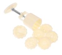 JECOMPRIS Molde para Pastel de Luna Chino 50 G Redondo Prensa Manual 6 Piezas 1 Molde y 6 Sellos Reutilizables Herramienta para Hornear DIY Utensilio para Repostería en Hogar