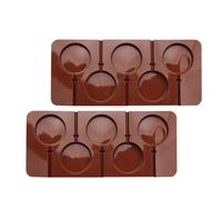 JECOMPRIS Moldes de Silicona para Hornear Piruletas Redondos 2 Piezas, Molde de Chocolate DIY Antiadherente para Fudge y Bombones, 5 Cavidades Grandes para Repostería Casera