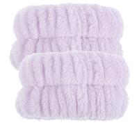 JECOMPRIS Muñequeras de Franela Absorbentes para Spa y Lavado Facial, Set de 2 Piezas en Color Púrpura, Pulseras Suaves para Maquillaje y Cuidado Piel, Ideales para Uso Diario y Relajación