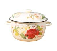 JECOMPRIS Olla Esmaltada para Sopa Doble Asa y Tapa Diseño Retro Resistente al Calor para Cocinar Casa y Preparar Guisos Caseros Color Aleatorio Color Aleatorio