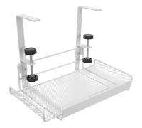 JECOMPRIS Organizador Metálico Debajo del Escritorio con Abrazadera Ajustable, Bandeja Pequeña de Color Claro para Gestión de Cables y Almacenamiento de Oficina, Cesta Colgante