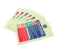 JECOMPRIS Pegatinas de Vinilo Autoadhesivas Luminiscentes para Seguridad contra Incendios 15X20 CM 6 Unidades Aviso de Actuación en Caso de Incendio para Escuelas Almacenes y Oficinas