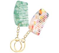 JECOMPRIS Peine de Dientes Anchos Mini 2 Piezas 5.3x3.1 Cm Acetato Llavero para Cabello Rizado y Húmedo Viaje Mujeres Práctico Portátil