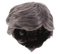 JECOMPRIS Peluca Corta Sintética Gris Marrón para Hombre, Resistente al Calor, Parte Inclinada, Aspecto Natural, Adecuado para Cosplay, Halloween y Uso Diario, Peluca de Disfraz Masculina