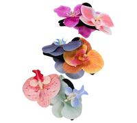 JECOMPRIS Pinzas Pelo Diseño Floral de Orquídeas Tropicales, Set de 3 Piezas, Pinzas Forma de Garra en Plástico y Resina, Colores Naturales, para Peinados de Playa y Bodas