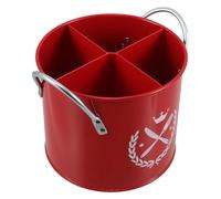 JECOMPRIS Porta Utensilios de Cocina Rústico Rojo con Doble Asa Escurridor con Orificios de Drenaje y Organizador Dividido 4 Compartimentos para Cuchillos Tenedores Cucharas y Palillos