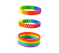 JECOMPRIS Pulsera de Silicona Arcoíris 3 Piezas, Brazaletes Coloridos de Moda para Amistad Gay, Aro de Muñeca Flexible y Resistente, Accesorios Deportivos Unisex para Uso Color Aleatorio