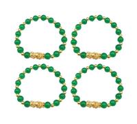 JECOMPRIS Pulsera para Niñas de Ágata Imitación 8 Mm, Brazalete Sandorado con Diseño de Criatura Mítica y Qilin, Set de 4 Piezas, Joyería Ligera para Uso Diario y Obsequio