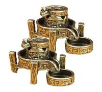 JECOMPRIS Quemador de Incienso de Latón Antiguo Mini 2 Pcs, Porta Barritas y Sahumerios Diseño Molino de Piedra, Soporte Reflujo para Yoga, Meditación y Decoración en Casa