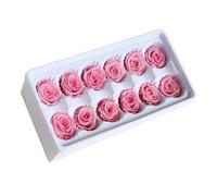 JECOMPRIS Ramo de Flores Inmortales de Rosa 3-4 CM 12 Unidades Caja Color Rosa Claro Flores Preservadas para Boda y Decoración Festiva
