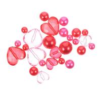 JECOMPRIS Relleno para Jarrón Decorativo de 21 Piezas, Cuentas de Plástico Rojo en Forma de Perla y Corazón, Material Resistente para Decoración de Fiestas, Bodas y Hogar, Adecuado